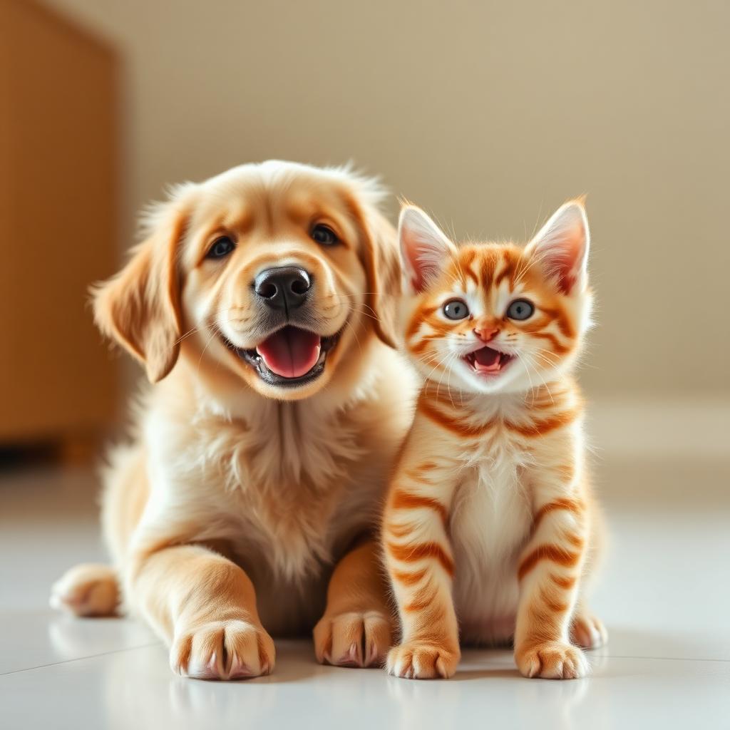 Cachorro e gato felizes